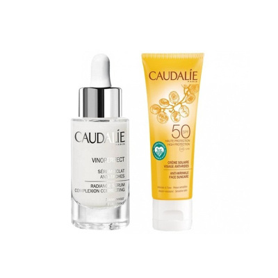 Caudalie欧缇丽夏日焕白套装臻美焕白精华液30ML+抗氧防晒霜25mlSPF50