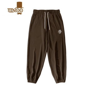 YANXUSHISI梭织运动裤男夏季篮球长裤灰色薄速干裤跑步透气束脚裤子