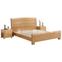 鑫星奈 XXN4031233实木床原木色1.8米双人床含两个床头柜