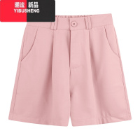 YIBUSHENG卡其色松紧腰垂感薄款休闲裤女季新款宽松西装裤子热辣A字短裤