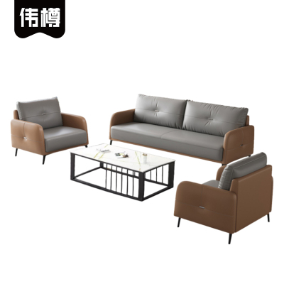 伟樽沙发组合单+单+三人位+岩板茶几套