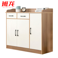 班龙茶水柜二抽三门咖白色台