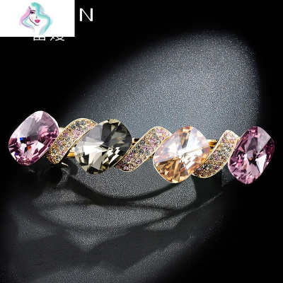 发夹成人发饰女打理韩国百搭优雅顶夹简约夹头饰固定发卡水钻你那么美B2465蓝紫色