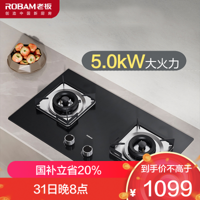 老板ROBAM 燃气灶 5.0kW 单灶具 双眼灶 燃气灶嵌入式 液化气灶JZY-22B1A (液化气)