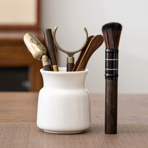 佳德美茶具配件羊脂玉白瓷茶道六君子实木茶夹杯夹茶刷