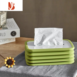 三维工匠硅胶纸巾盒折叠式高颜值小清新风格卧室家居桌茶几创意耐用抽纸盒 抹茶绿1个装