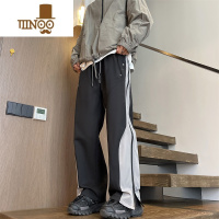 YANXU侧链vibe冲锋裤男秋季小众设计感直筒撞色长裤潮牌宽松美式休闲裤