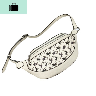 欧洲站时尚印花胸包女包腰包单肩包斜挎包百搭ins包包2020新款潮NEW LAKE 米白色女斜挎包