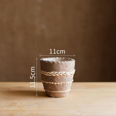 美帮汇塔沙红陶粗陶花盆花瓶花器复古欧式装饰摆件手工艺术素朴圆柱塔沙红陶花器（小）底部已打孔大