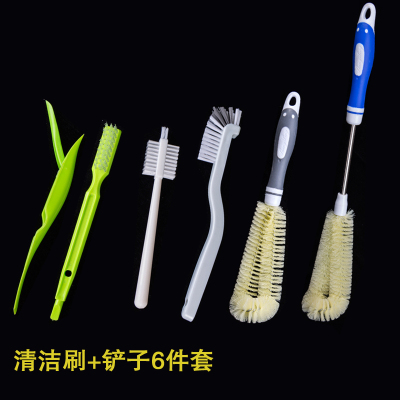 清洗豆浆机刷米魁清洁杯刷子厨房洗杯专用榨汁破壁机刷360豆浆刷+硬毛弯头刷+圆头小刷子+铲子+杯刷两件套（6件套）