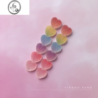 JiMi彩虹渐变色软糖s925银耳钉泫雅风可爱桃心形日韩甜美少女耳环耳夹