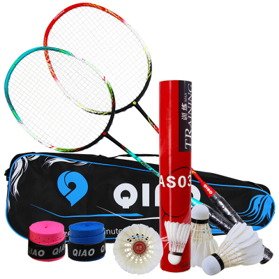 启康体育羽毛球拍4U全碳素球拍2支比赛套装TROY特洛伊已穿线24磅业余入门攻守兼备全碳2支套装