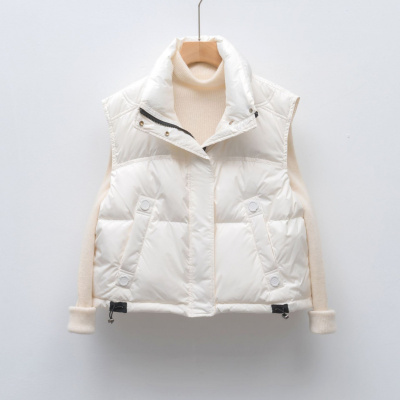 秋冬新款女短款加厚立领宽松大码时尚背心坎肩羽绒马甲