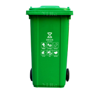 翌嘉YJ4060367户外垃圾桶带轮240升商用大垃圾桶 绿色厨余垃圾挂车款