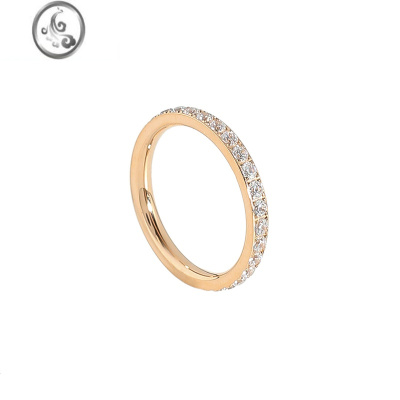 JiMi满碎钻排钻戒指女百搭叠戴金色食指环仿真钻个性小众设计