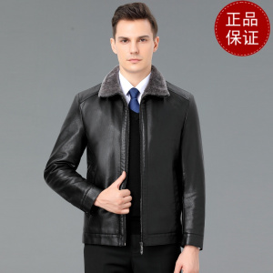 免费退换 海宁真皮山羊皮皮毛一体羊毛内胆真皮皮衣男保暖羊羔绒皮草外套男反季特价