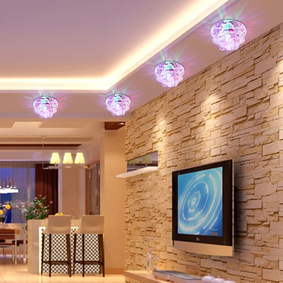  客厅创意射灯七彩天花灯走廊过道灯古达玄关水晶孔灯3W筒灯牛眼灯