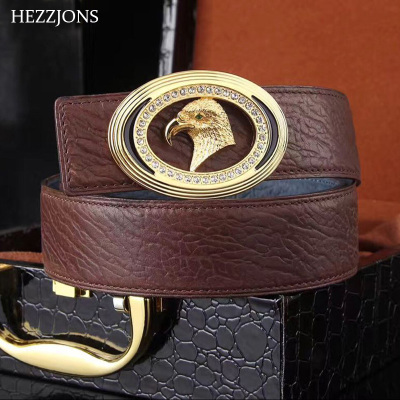 赫泽琼斯HEZZJONS男士鹰头腰带进口头层树膏皮皮带精钢扣商务休闲腰带时尚百搭皮带