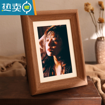 敬平相框摆台洗照片打印加定制高级感6寸7寸8寸10寸六寸做成画框实木 咖其纹木 7寸[内径12.8x17.8cm][可挂