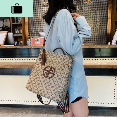 双肩包女2020新款韩版百搭时尚书包多用背包单肩斜挎旅行包A4大包NEW LAKE