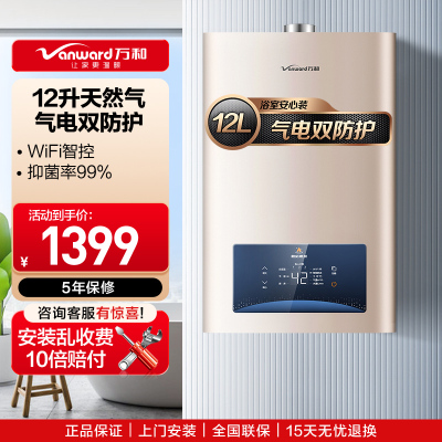 万和 二级能效 12升平衡式燃气热水器天然气恒温 可装浴室 主动防CO中毒 ECO节能JSG24-WE3W12
