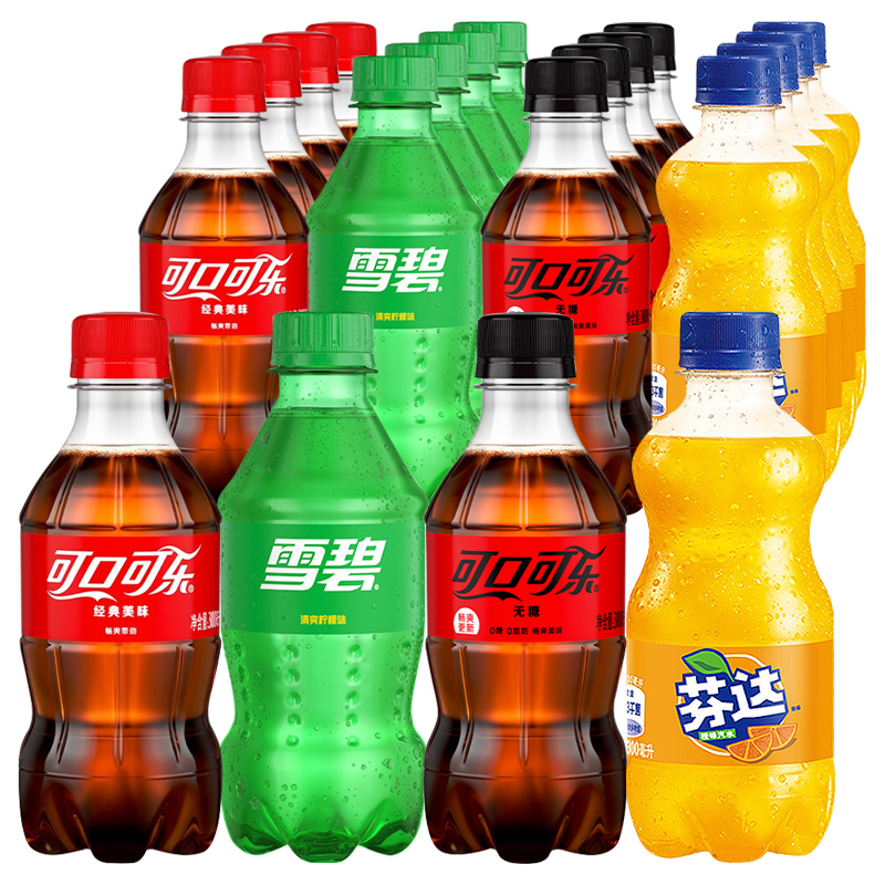 可口可乐 碳酸饮料 汽水 雪碧 可乐 芬达橙子 零度可乐 迷你瓶装 300