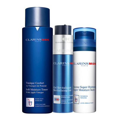 娇韵诗（CLARINS）男士面部护肤套装礼盒控油清爽淡化细纹淡纹套装(水+乳+面霜)