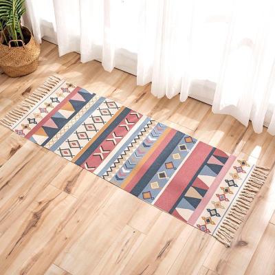 家柏饰(CORATED)民族风棉麻地毯垫小卧室少女房间床边长条脚垫客厅榻榻米垫子