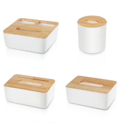 欧式创意纸巾盒创意餐巾客厅车用抽纸盒实木橡木盖子卷纸筒收纳盒