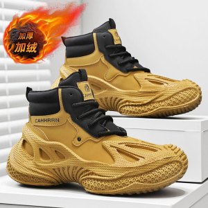 秋冬潮老爹鞋加绒保暖防滑厚底增高鞋新款高帮男鞋运动休闲鞋男款