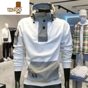 YANXU网红半高领卫衣男韩版潮流男士上衣服潮牌休闲欧美痞帅外套
