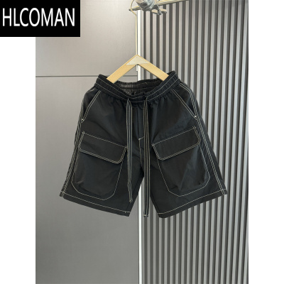 HLCOMAN辑明线速干工装纯色短裤男士宽松韩版薄款裤子青年夏季新款五分裤