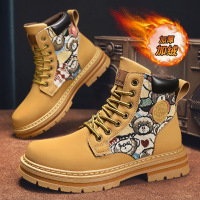 马丁靴冬季男鞋加绒保暖高帮英伦风复古户外工装大靴子棉鞋