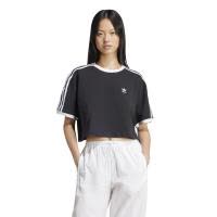Adidas女士宽松 cropped 法兰绒运动T恤 黑色 透气舒适适配 leggings