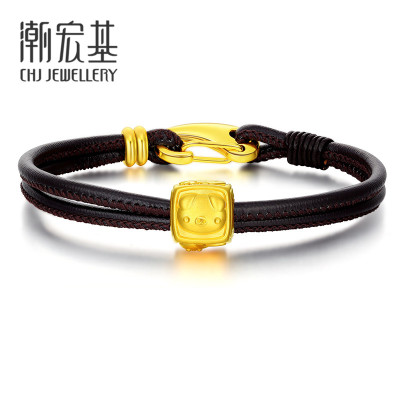 潮宏基三合系列-生肖兔羊猪黄金饰品串珠3D硬金足金吊坠挂坠ZQ约1.2g
