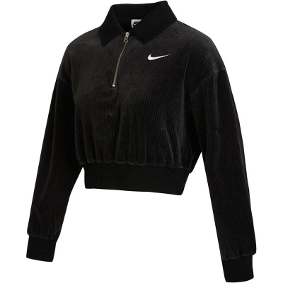 NIKE/耐克运动休闲针织灯芯绒翻领短款女装套头衫DQ5939-010 Z