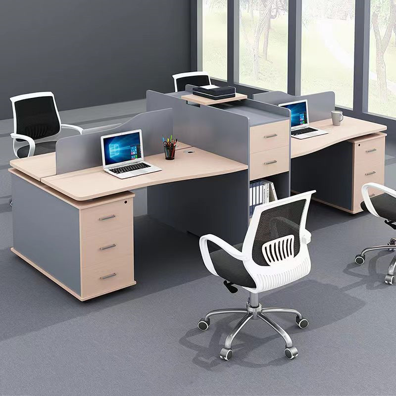 易企采 四人位含高低柜带椅 简约现代经理桌时尚大班台主管桌屏风隔断工位员工桌财务办公桌