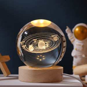发光太阳系水晶球桌面小夜灯摆件星空玻璃球装饰品生日礼物女毕业