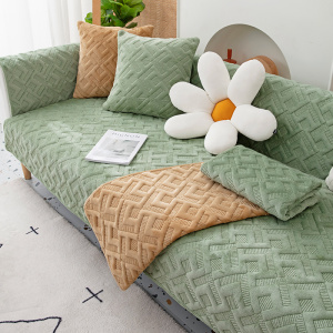 幸福派 冬季毛绒沙发垫套装防滑沙发坐垫子123组合秋冬季牛奶绒沙发垫布艺简约北欧风冬天沙发套罩巾贵妃定制全包支持定制飘窗