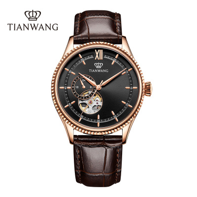 天王手表 昆仑系列男士镂空机械表商务休闲皮带男表正品防水腕表51154