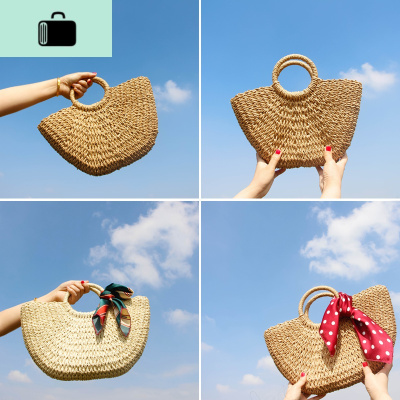 ins款手工编包女手提包2020网红大容量包度假沙滩编织女包包NEW LAKE女士单肩包