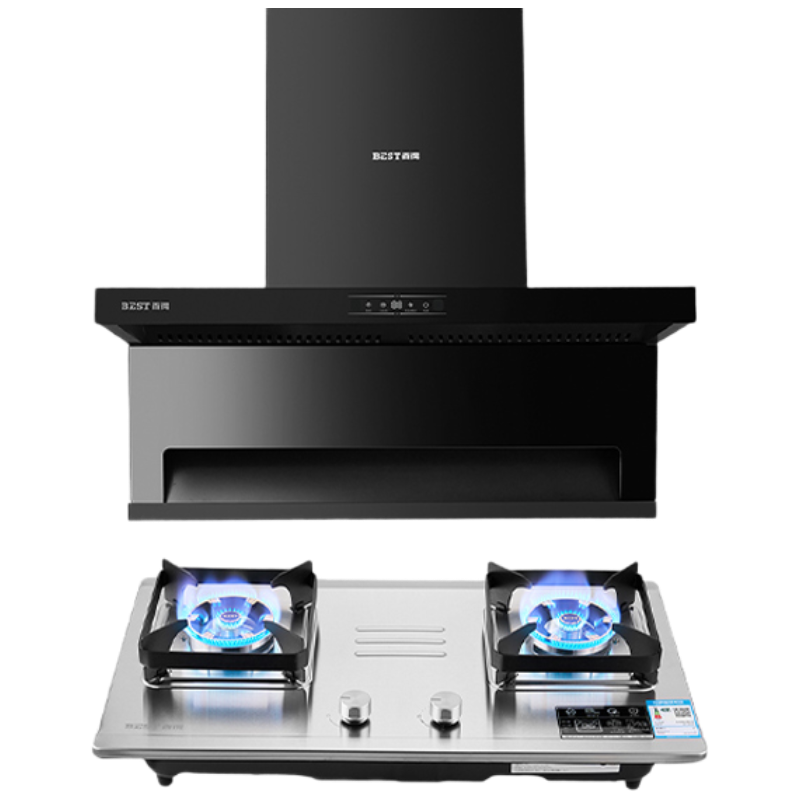 百得(BEST)华帝股份烟灶套装AC13+JDQ13G 24m³顶侧双吸七重热净洗 手势智控5.0kW大火力液化气