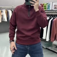 秋冬季新款立领半拉链卫衣男潮流简约宽松长袖上衣打底衫潮男休闲