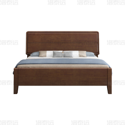 洛泰远 实木床简约1.5米单人床 胡桃色