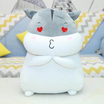 女朋友出气女童小仓鼠布娃娃生日熊毛绒送女生成人超萌老婆灰花痴（可插手款）50cm（箱装+玫瑰）