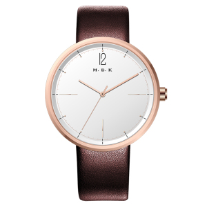 M.B.K欧美品牌石英表 情侣手表男女简约时尚休闲潮流腕表真皮表带纤薄男表女表三针经典款M-1004
