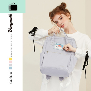 双肩包女韩版学院风高中学生书包时尚纯色简约大容量背包NEW LAKE