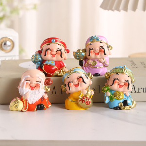 喜乐五福财神爷招财福禄寿喜摆件家用办公室客厅玄关电视柜装饰品