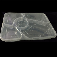 奥德鑫一次性PP餐盒 透明五格快餐盒饭1250ml 单个