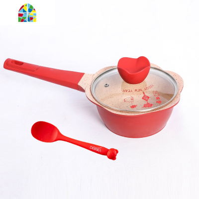 新年款韩国宝宝花瓣辅食锅儿童奶锅汤锅 不粘煎锅 FENGHOU 花瓣粉色粉色餐具四件套